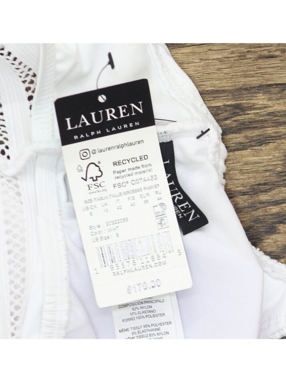 Lauren Ralph Lauren Square Neck Over-the-Shoulder One-Piece Swimsuit White 8 - Picture 4 of 10